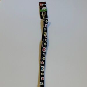 Dog Leash with Multi-Color Skull Pattern - Black